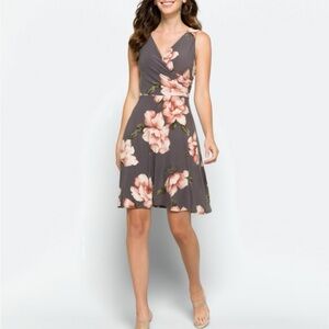 Kaileigh Gray V-Neck Sleeveless Midi Dress
